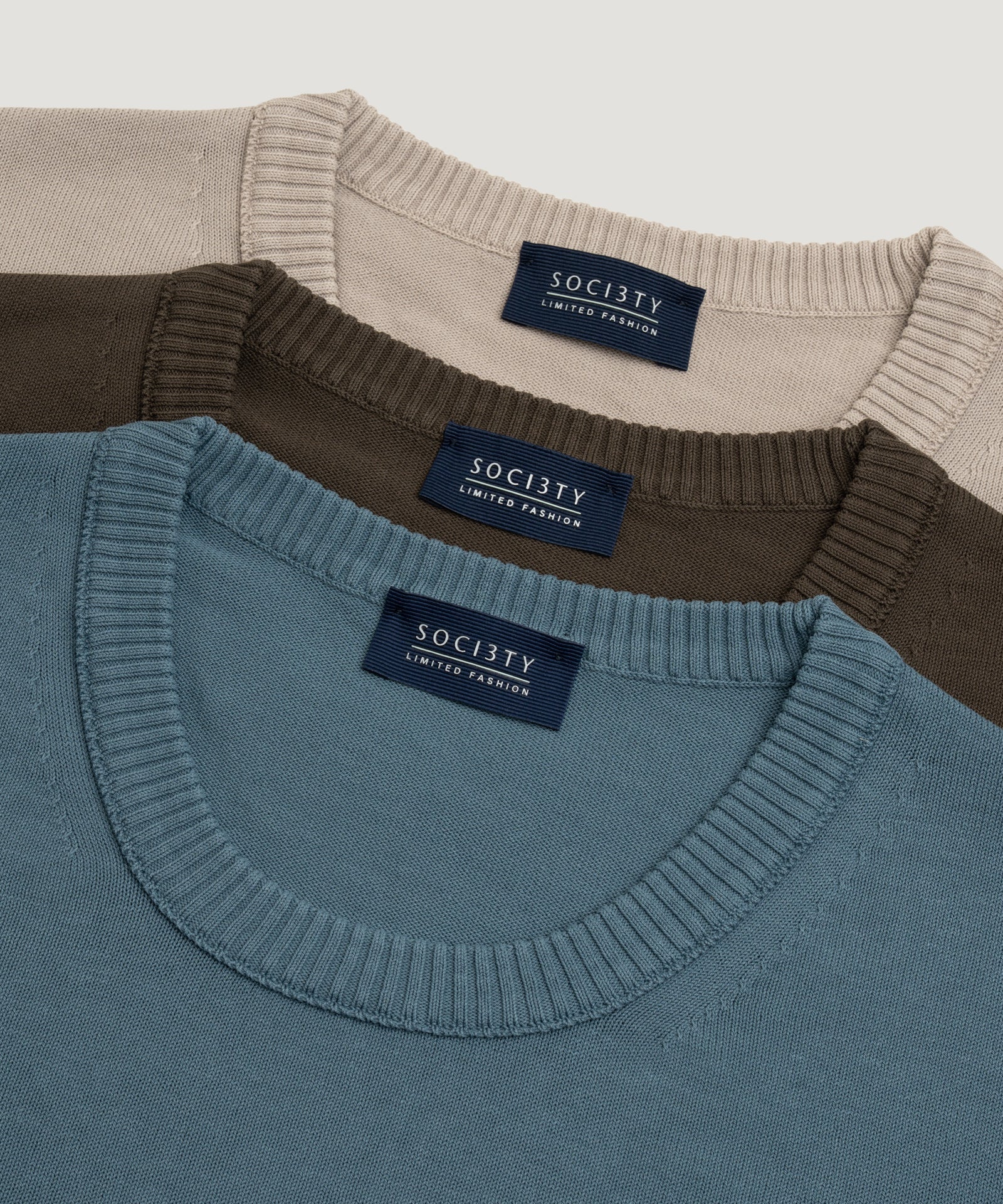 SOCI3TY Limited Fashion Trui crewneck Cool Cotton garment - dyed beige - THE SOCIETY SHOP