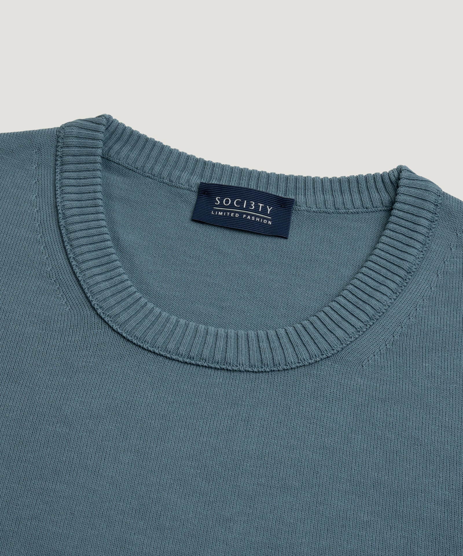 SOCI3TY Limited Fashion Trui crewneck Cool Cotton garment - dyed blauw - THE SOCIETY SHOP