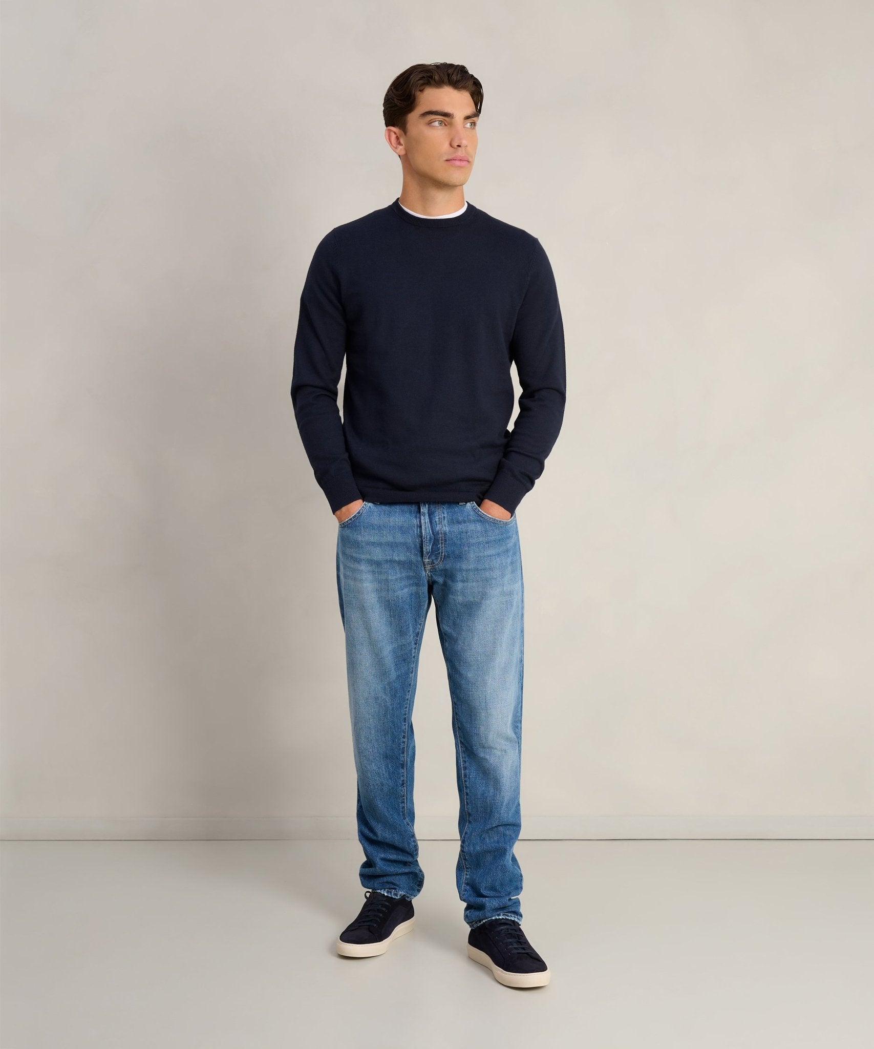 SOCI3TY Limited Trui crewneck Cotton Cashmere donkerblauw - THE SOCIETY SHOP