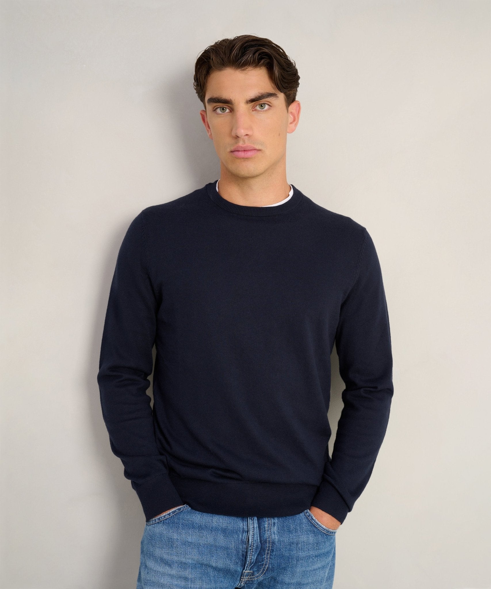 SOCI3TY Limited Trui crewneck Cotton Cashmere donkerblauw - THE SOCIETY SHOP