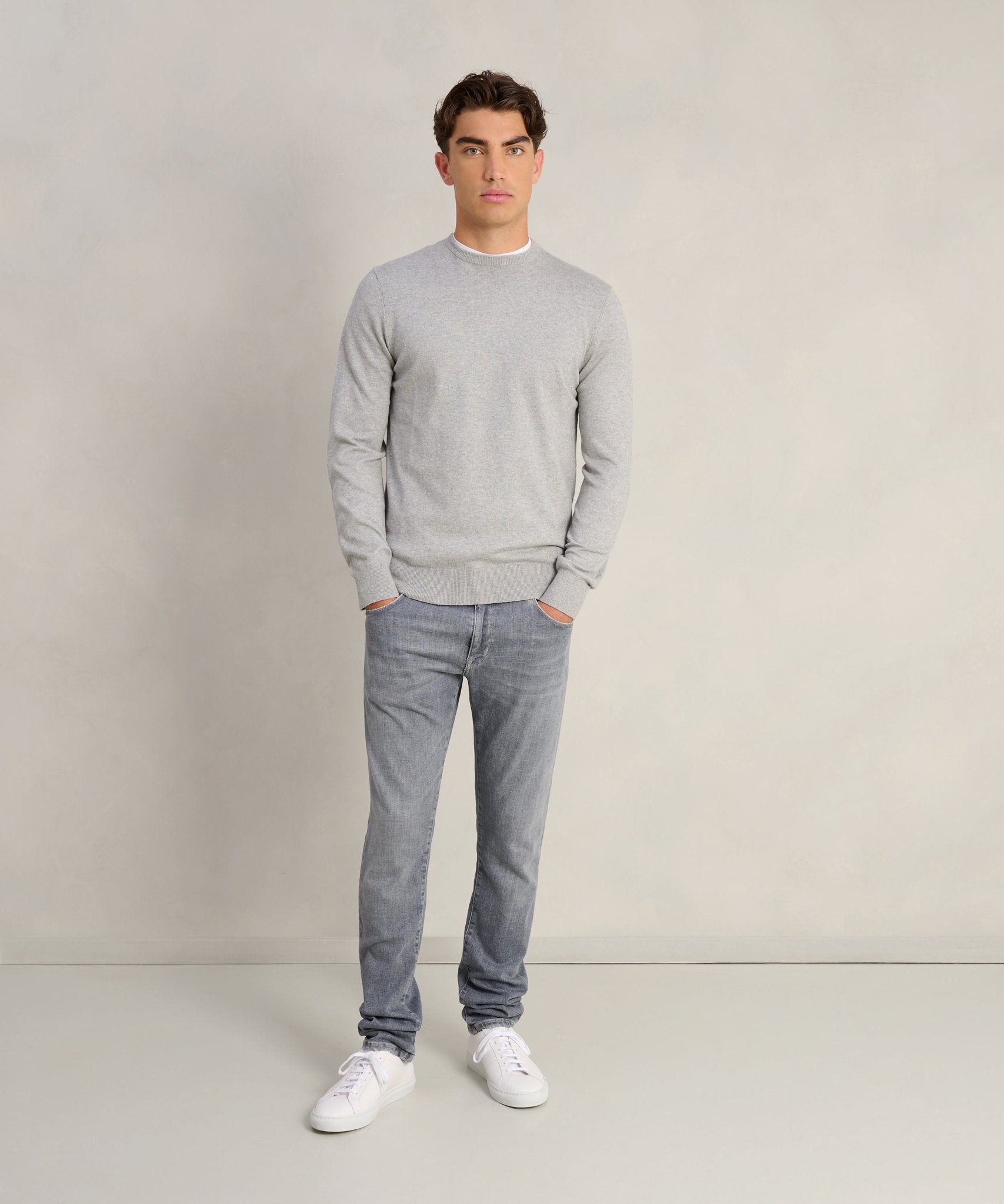 SOCI3TY Limited Trui crewneck Cotton Cashmere lichtgrijs - THE SOCIETY SHOP