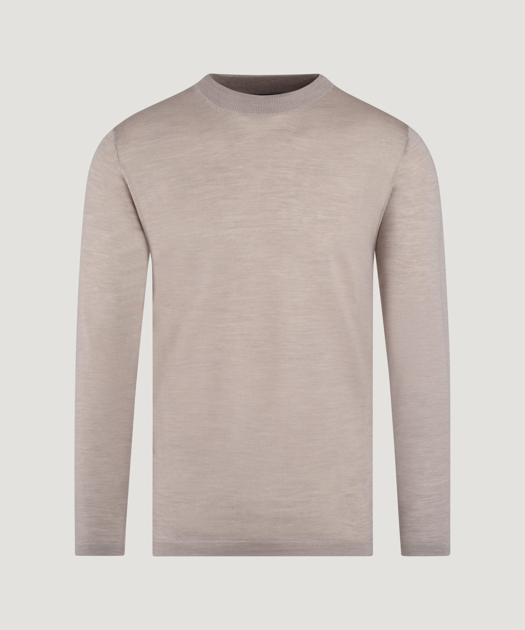 SOCI3TY Limited Fashion Trui crewneck extra fine merino taupe - THE SOCIETY SHOP