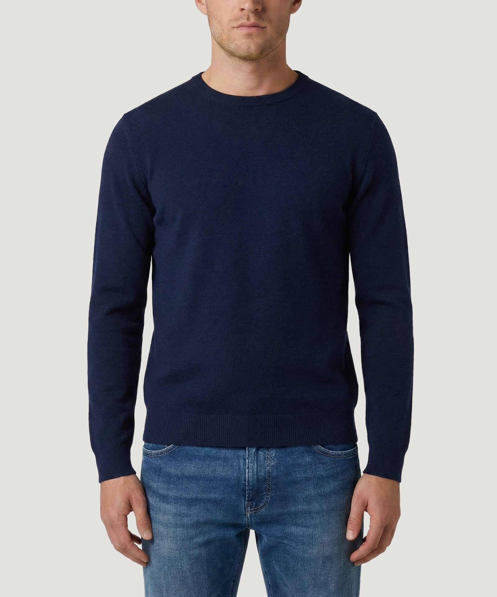 SOCI3TY Trui crewneck kasjmier donkerblauw - THE SOCIETY SHOP