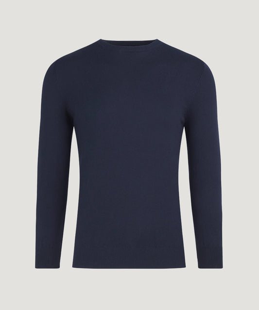 SOCI3TY Trui crewneck katoen/kasjmier neat navy - The Society Shop