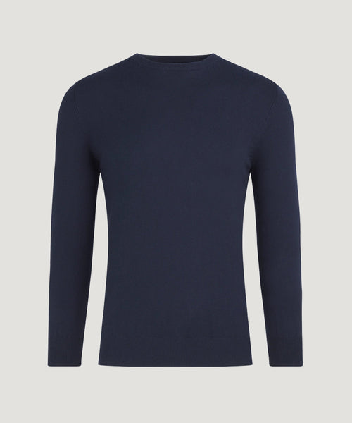 Trui crewneck katoen/kasjmier neat navy