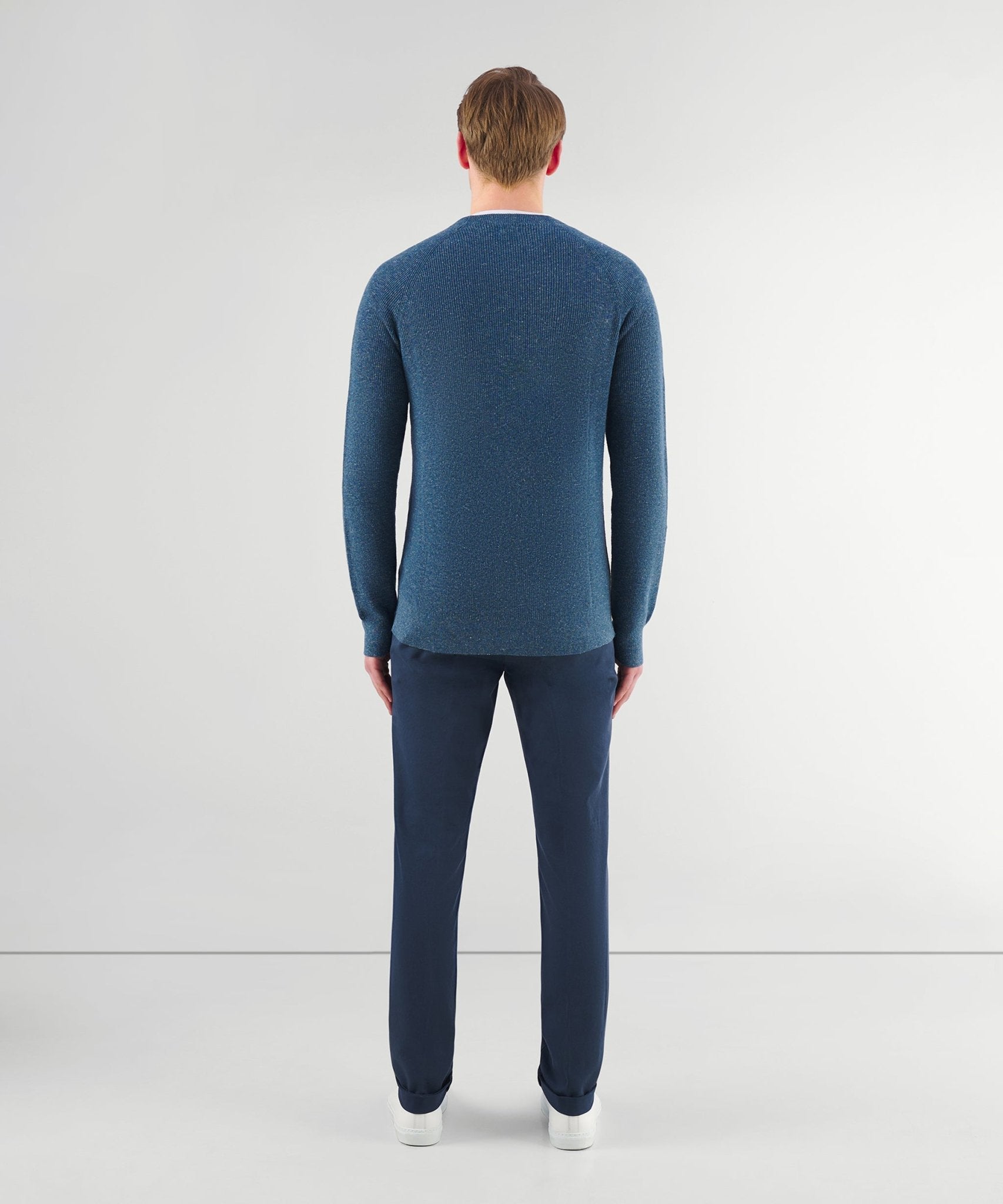 SOCI3TY Trui crewneck katoen/linnen blauw - The Society Shop