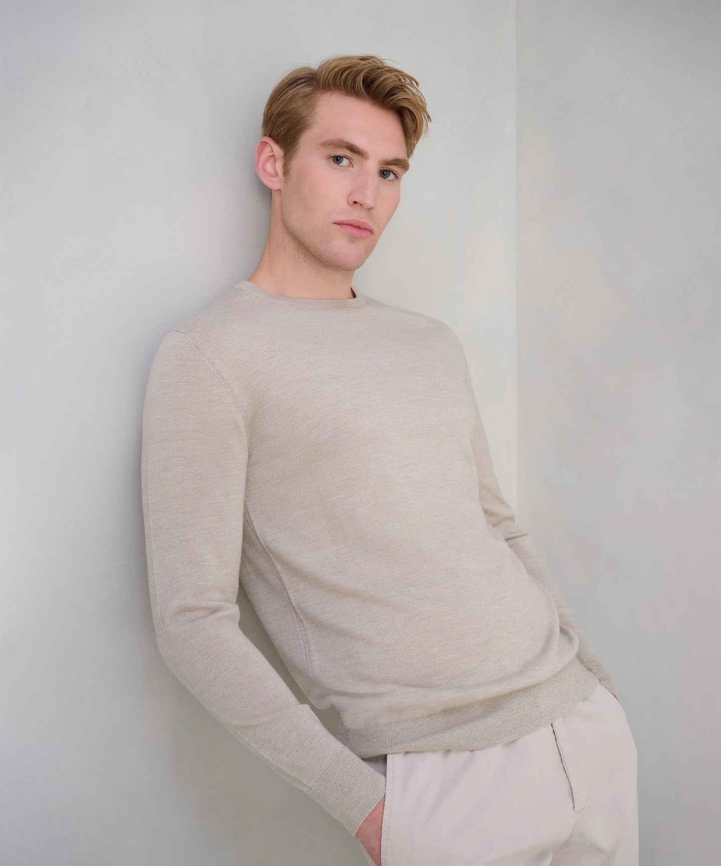 Profuomo Trui crewneck merinowol beige - The Society Shop