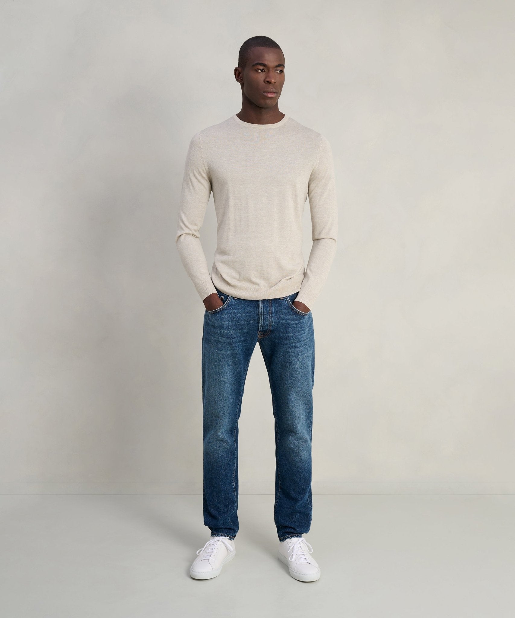 Profuomo Trui crewneck merinowol beige - THE SOCIETY SHOP