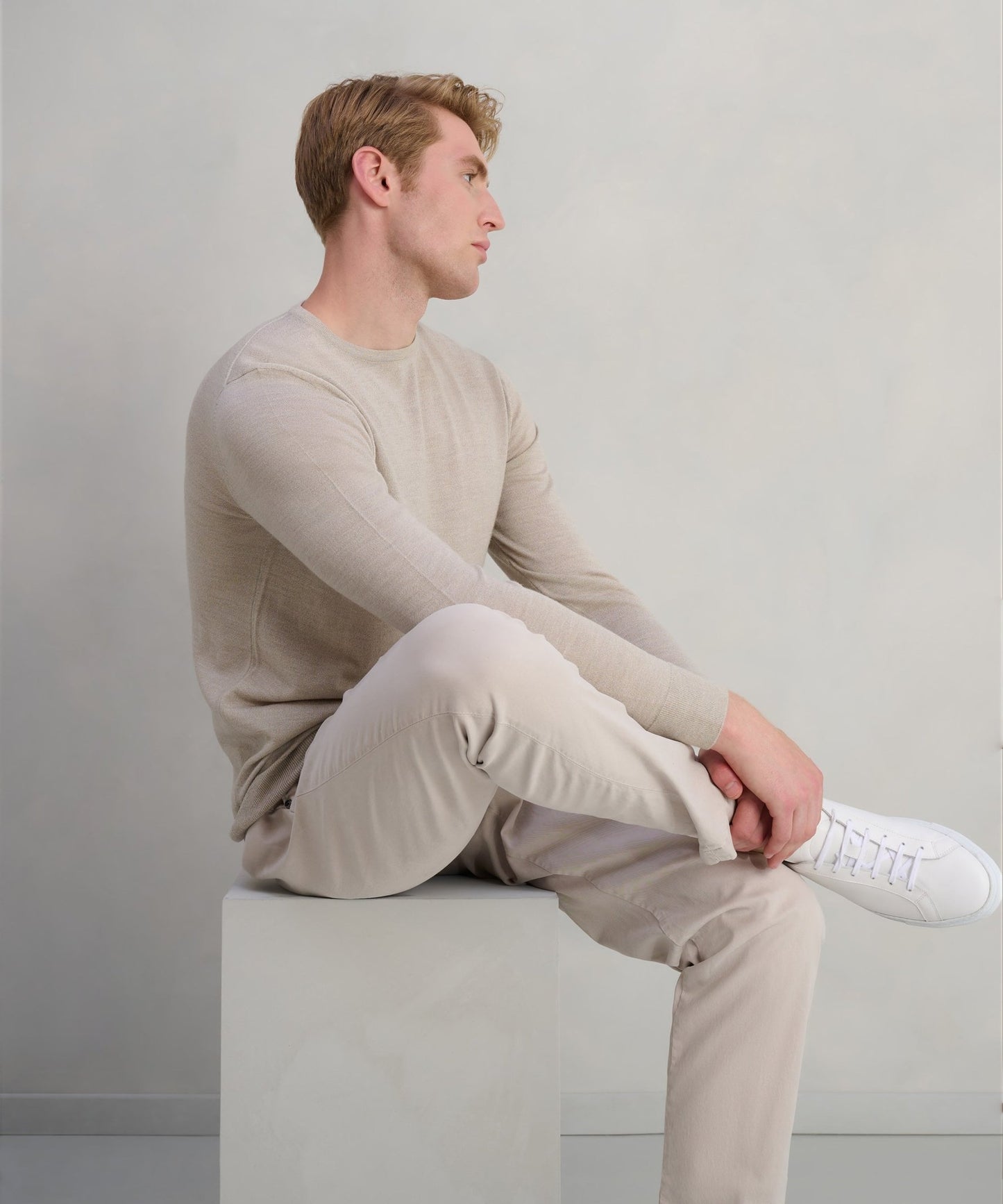 Profuomo Trui crewneck merinowol beige - The Society Shop