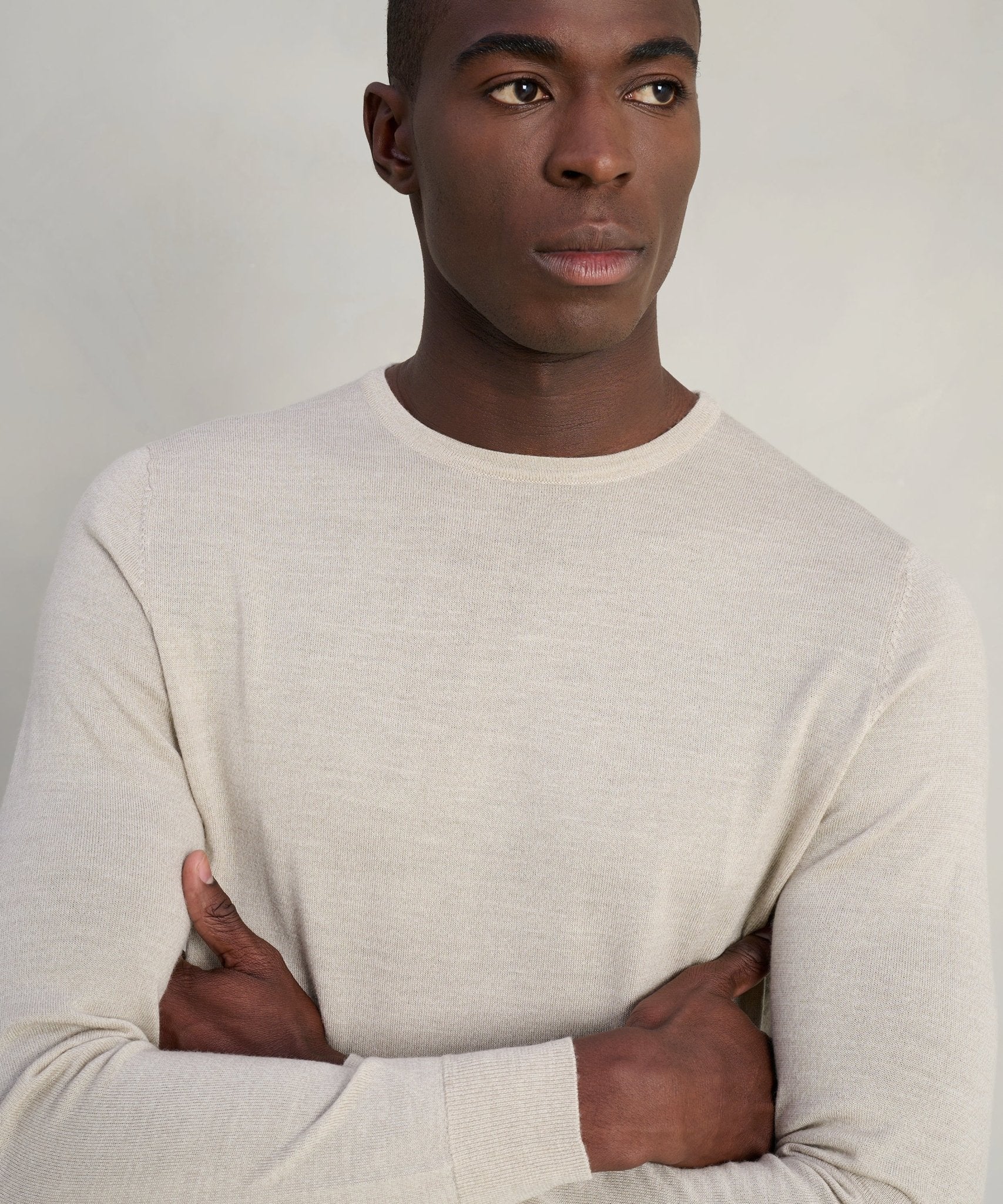 Profuomo Trui crewneck merinowol beige - THE SOCIETY SHOP