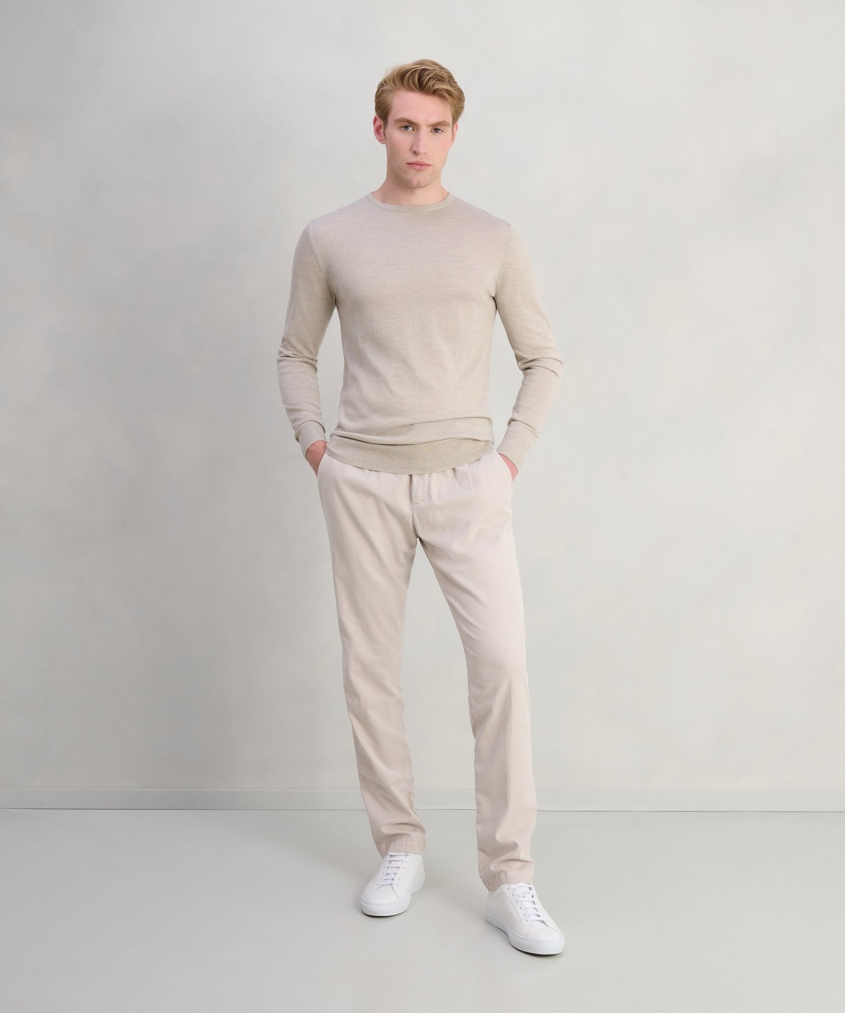 Profuomo Trui crewneck merinowol beige - The Society Shop