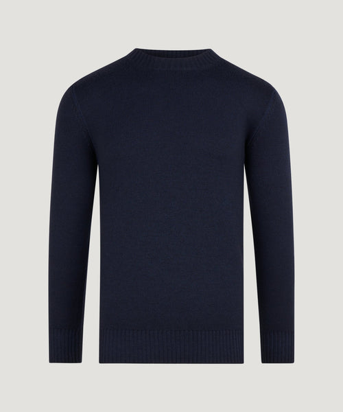 Trui crewneck merinowol donkerblauw