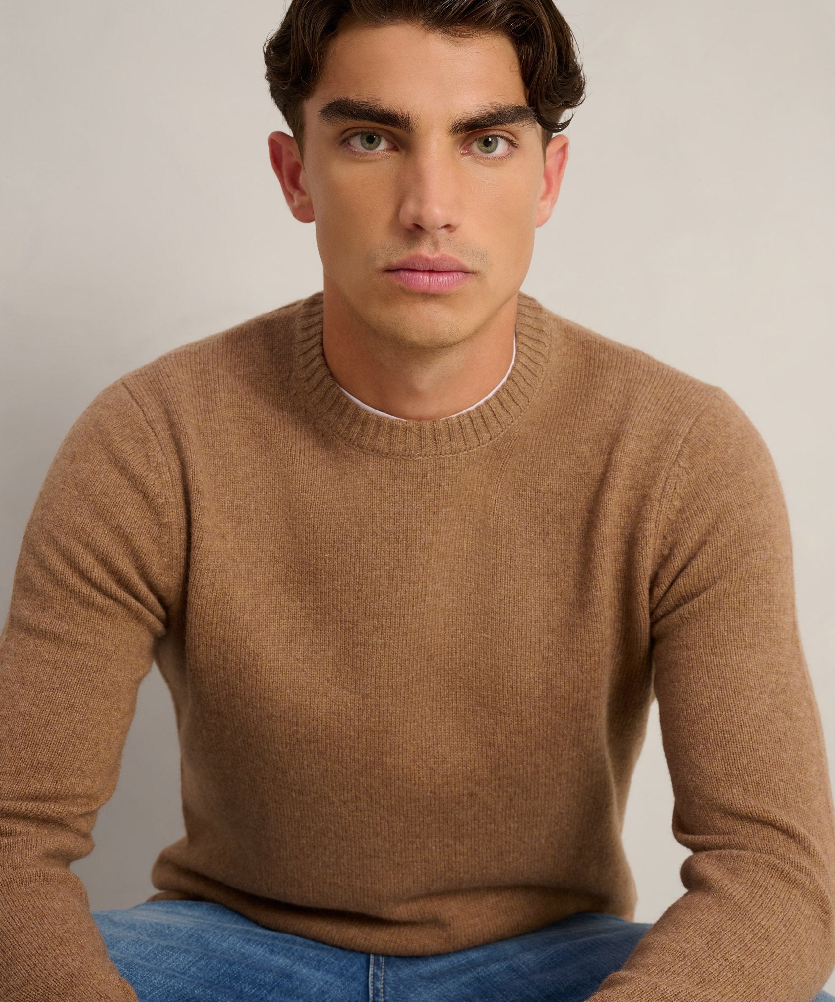 SOCI3TY Trui crewneck RWS wolmix bruin - THE SOCIETY SHOP