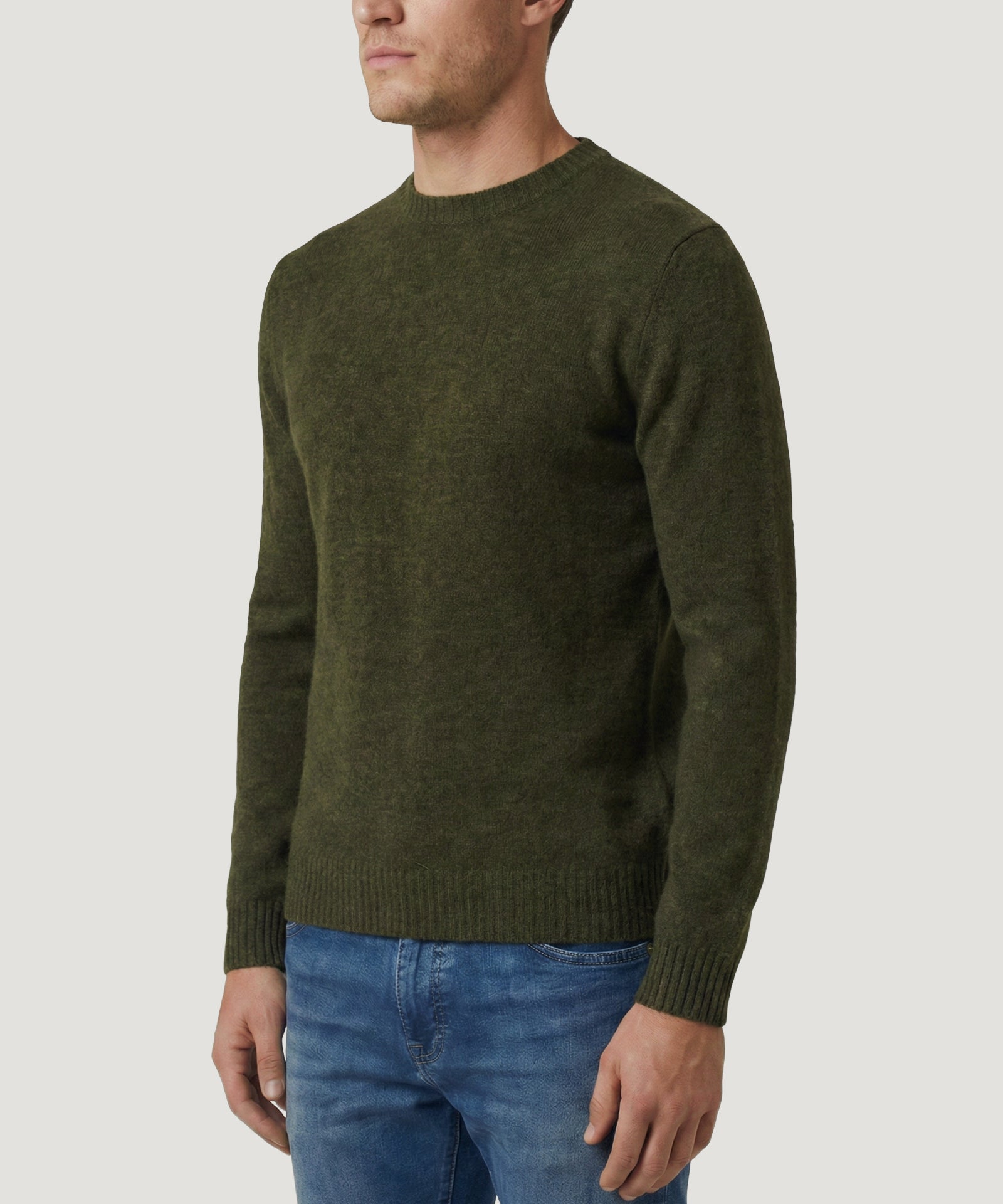 SOCI3TY Trui crewneck RWS wolmix donkergroen - THE SOCIETY SHOP