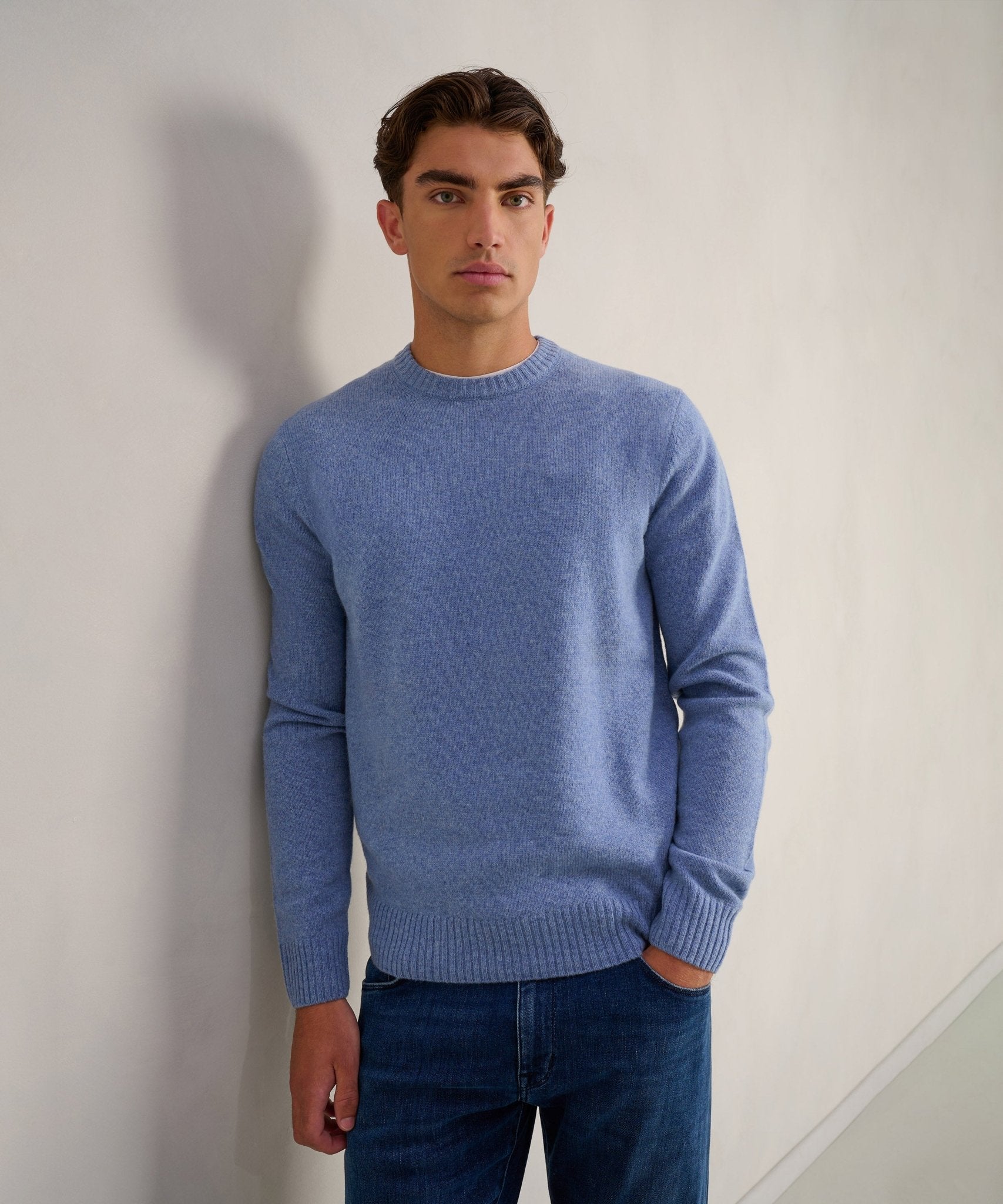 SOCI3TY Trui crewneck RWS wolmix lichtblauw - THE SOCIETY SHOP