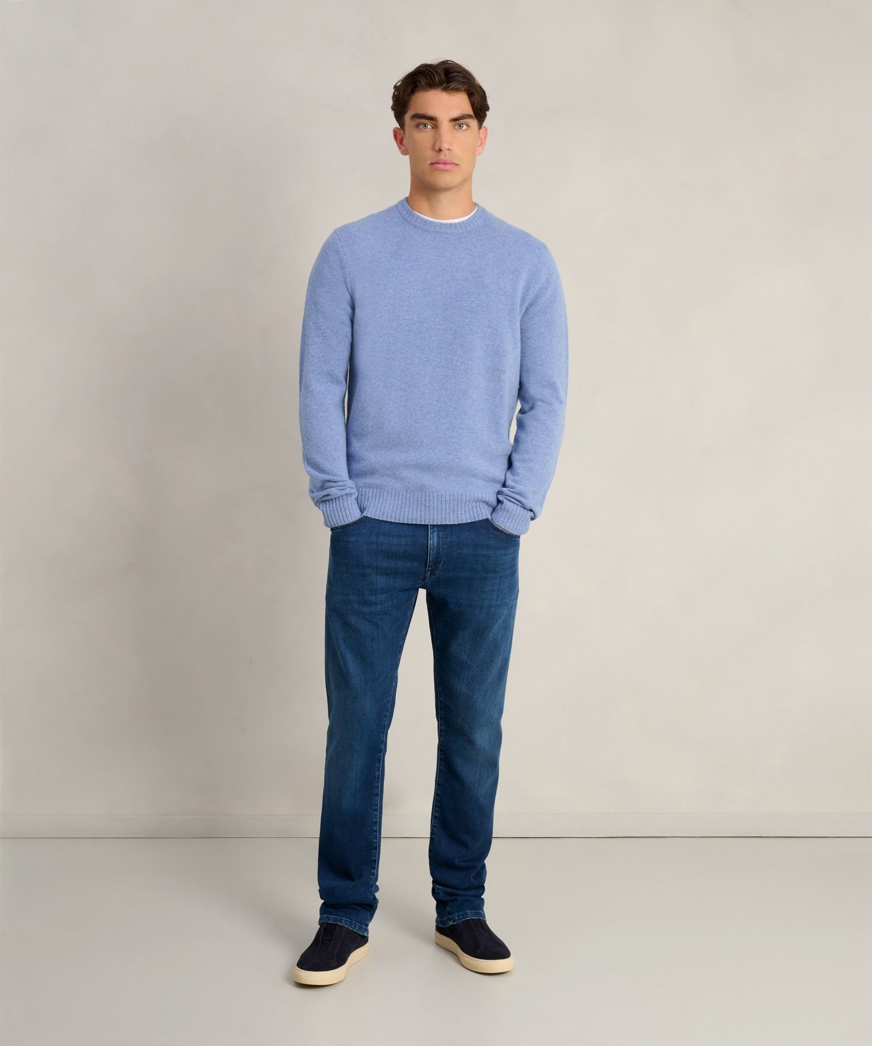 SOCI3TY Trui crewneck RWS wolmix lichtblauw - THE SOCIETY SHOP