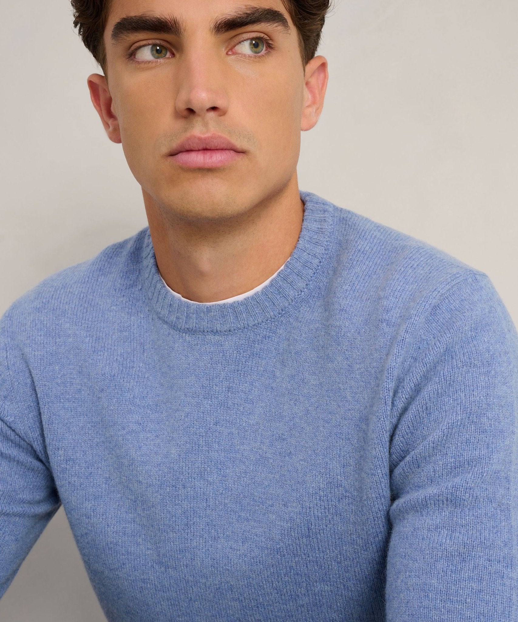 SOCI3TY Trui crewneck RWS wolmix lichtblauw - THE SOCIETY SHOP