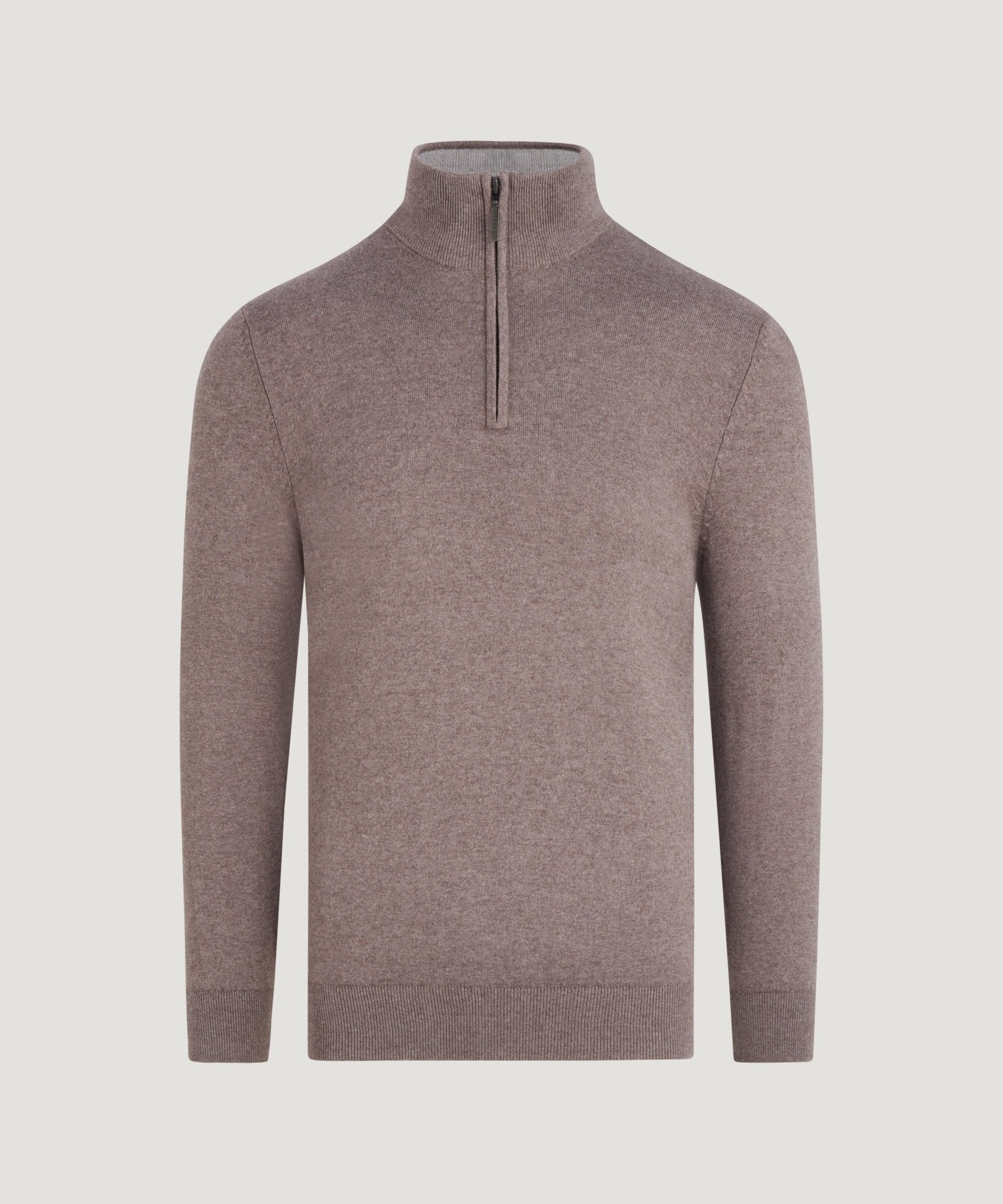 SOCI3TY Limited Trui half - zip Cotton Cashmere bruin - THE SOCIETY SHOP