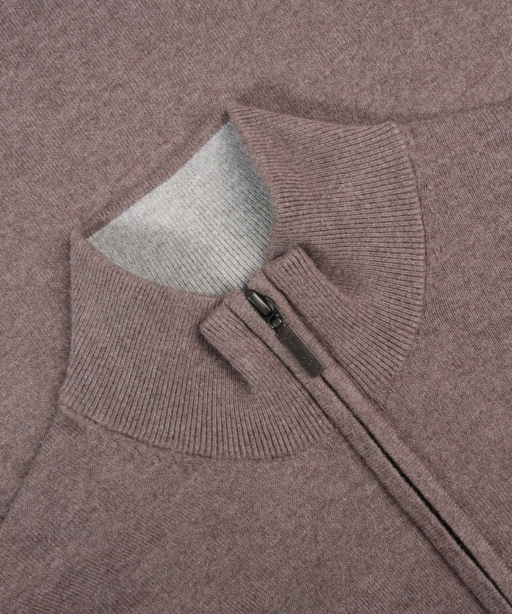 SOCI3TY Limited Trui half - zip Cotton Cashmere bruin - THE SOCIETY SHOP