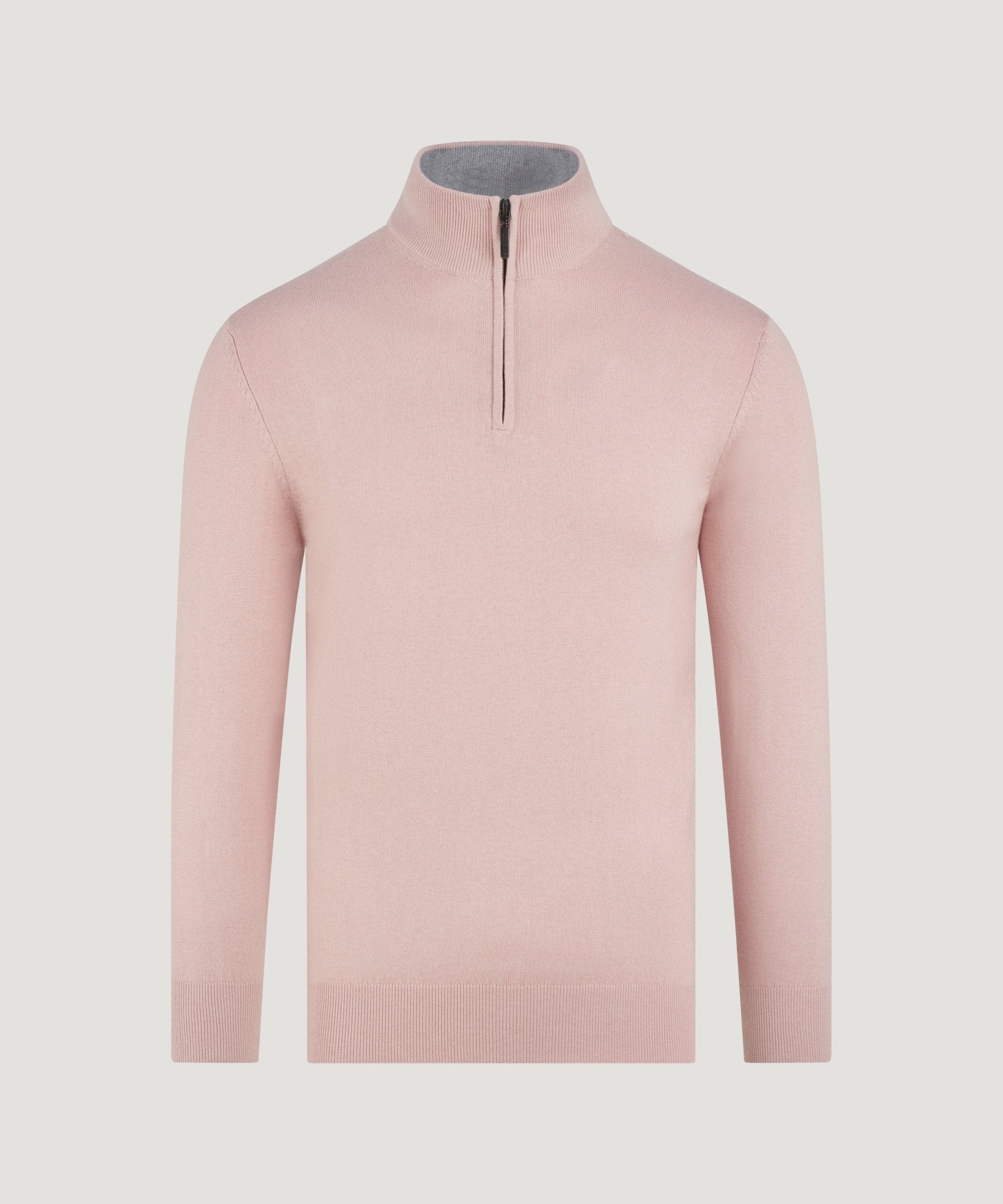 SOCI3TY Limited Trui half - zip Cotton Cashmere comfy pink - THE SOCIETY SHOP