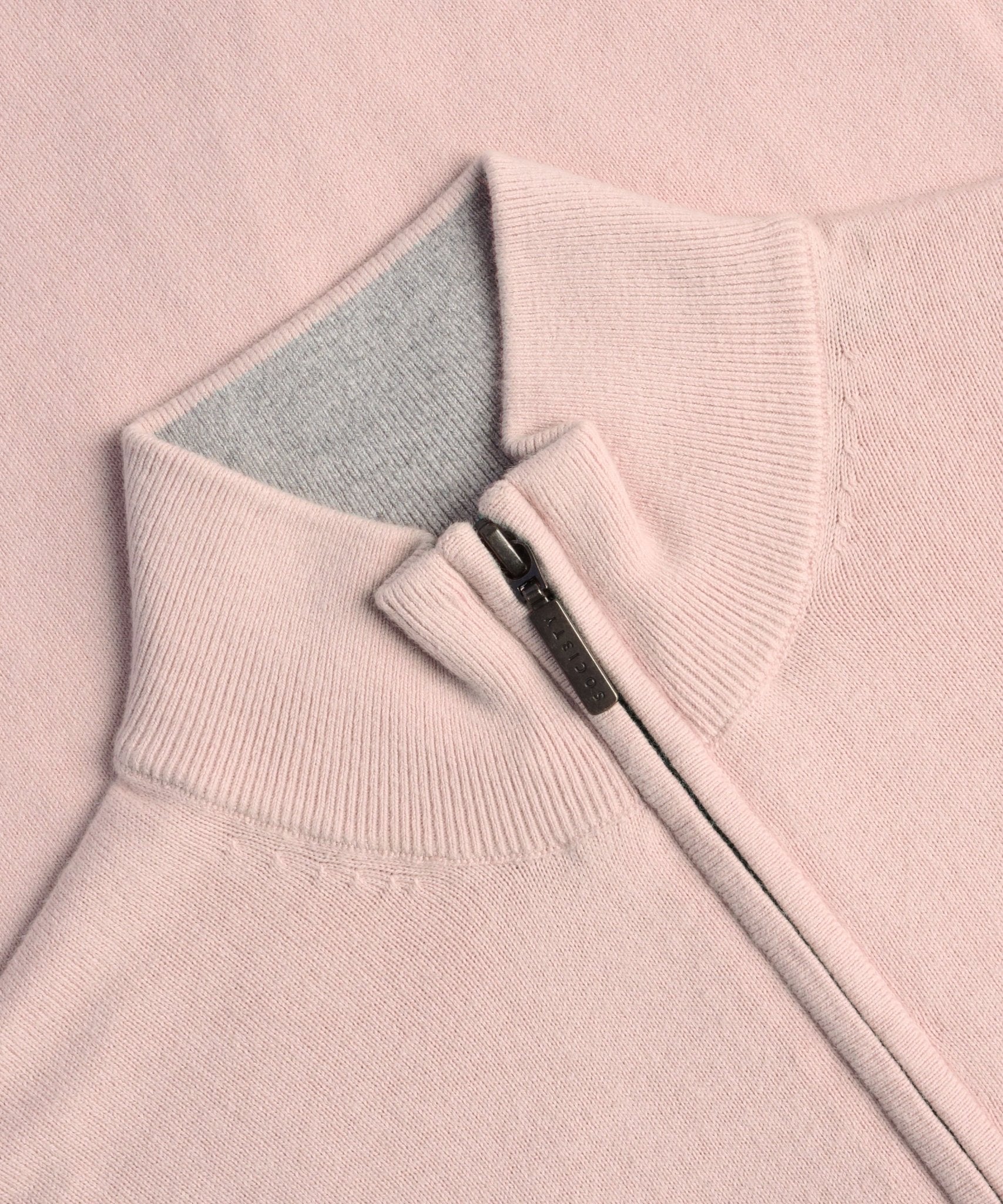 SOCI3TY Limited Trui half - zip Cotton Cashmere comfy pink - THE SOCIETY SHOP