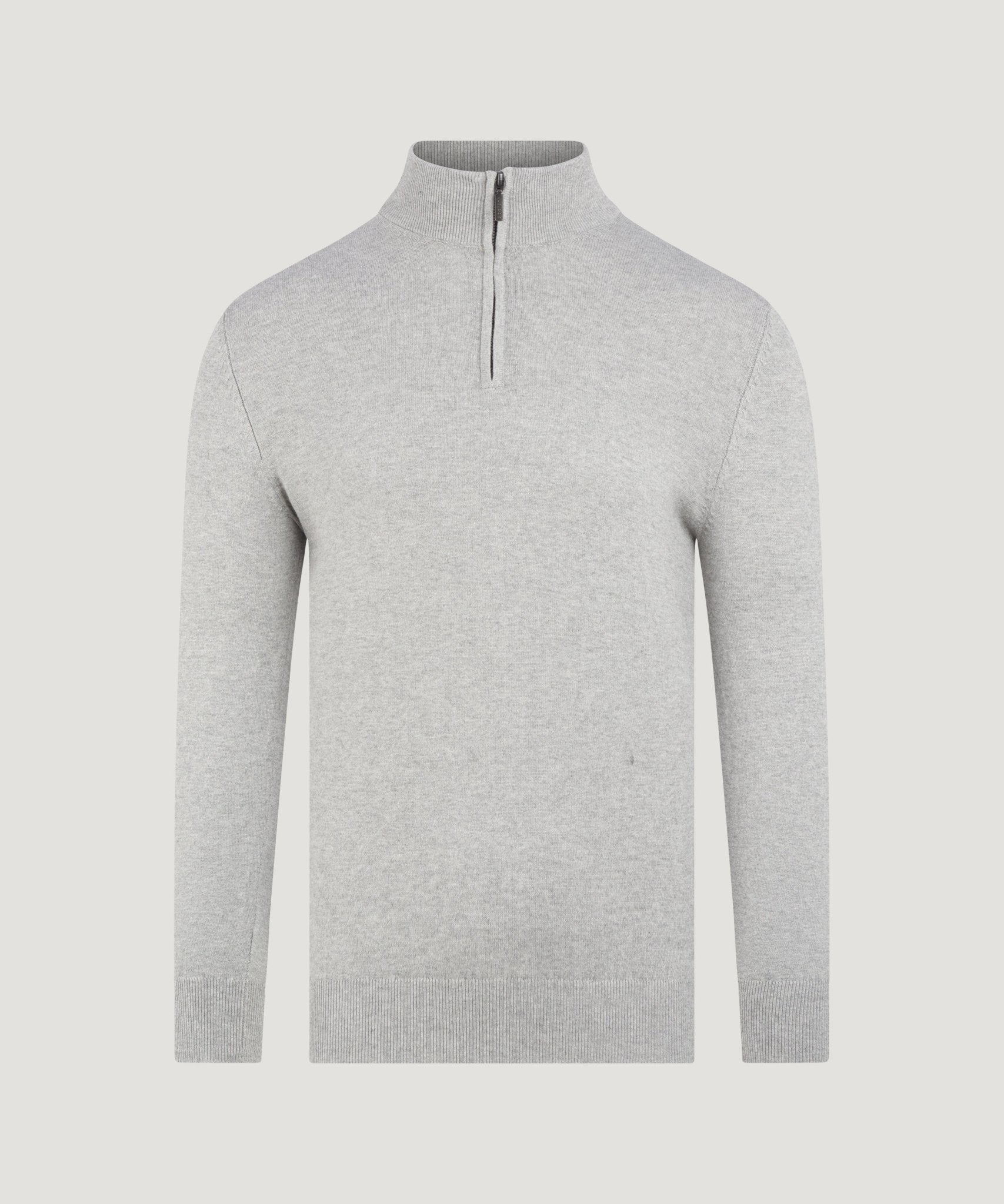 SOCI3TY Limited Trui half - zip Cotton Cashmere lichtgrijs - THE SOCIETY SHOP