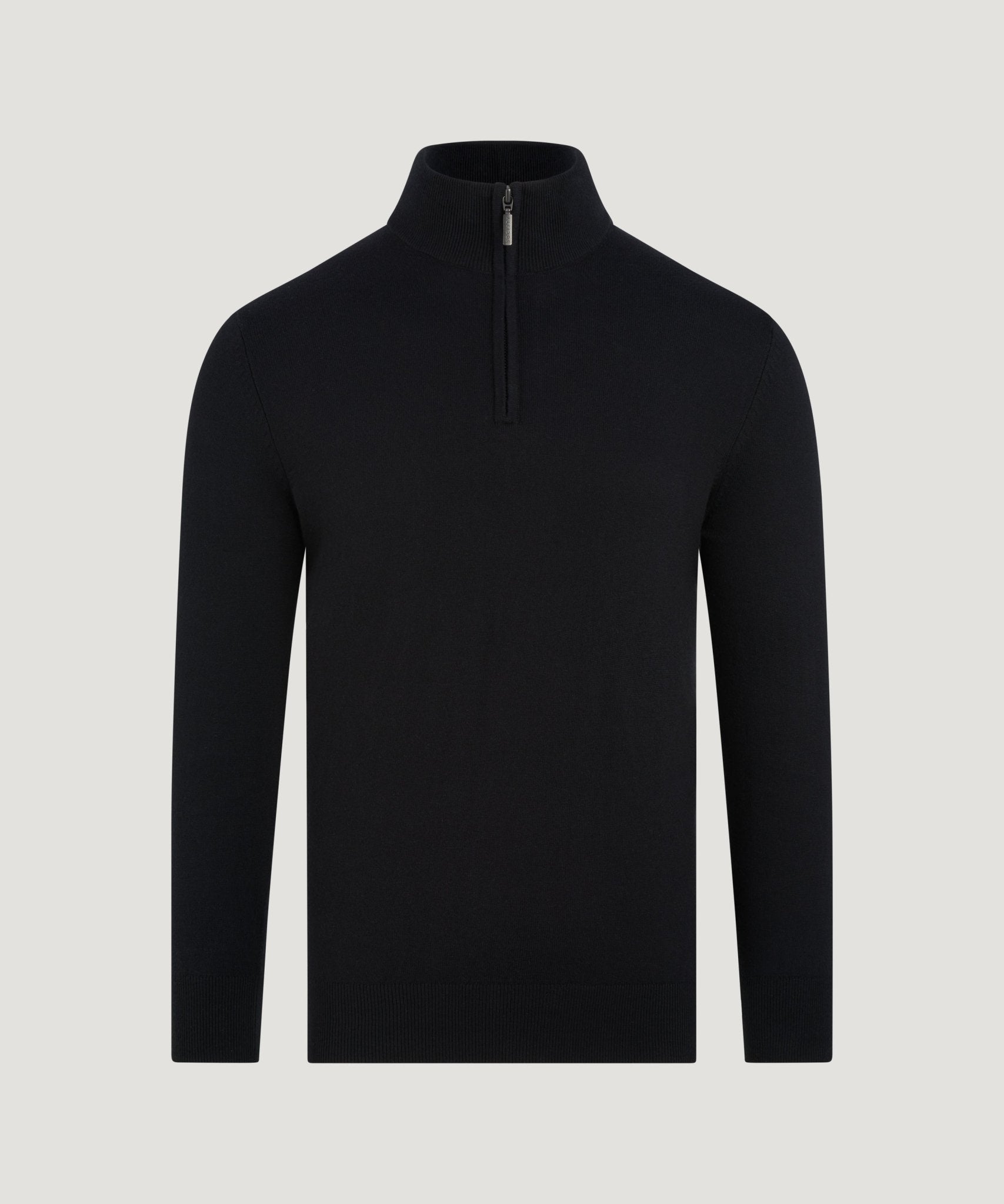SOCI3TY Limited Trui half - zip Cotton Cashmere zwart - THE SOCIETY SHOP