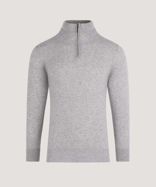 SOCI3TY Trui half - zip kasjmier grijs - The Society Shop