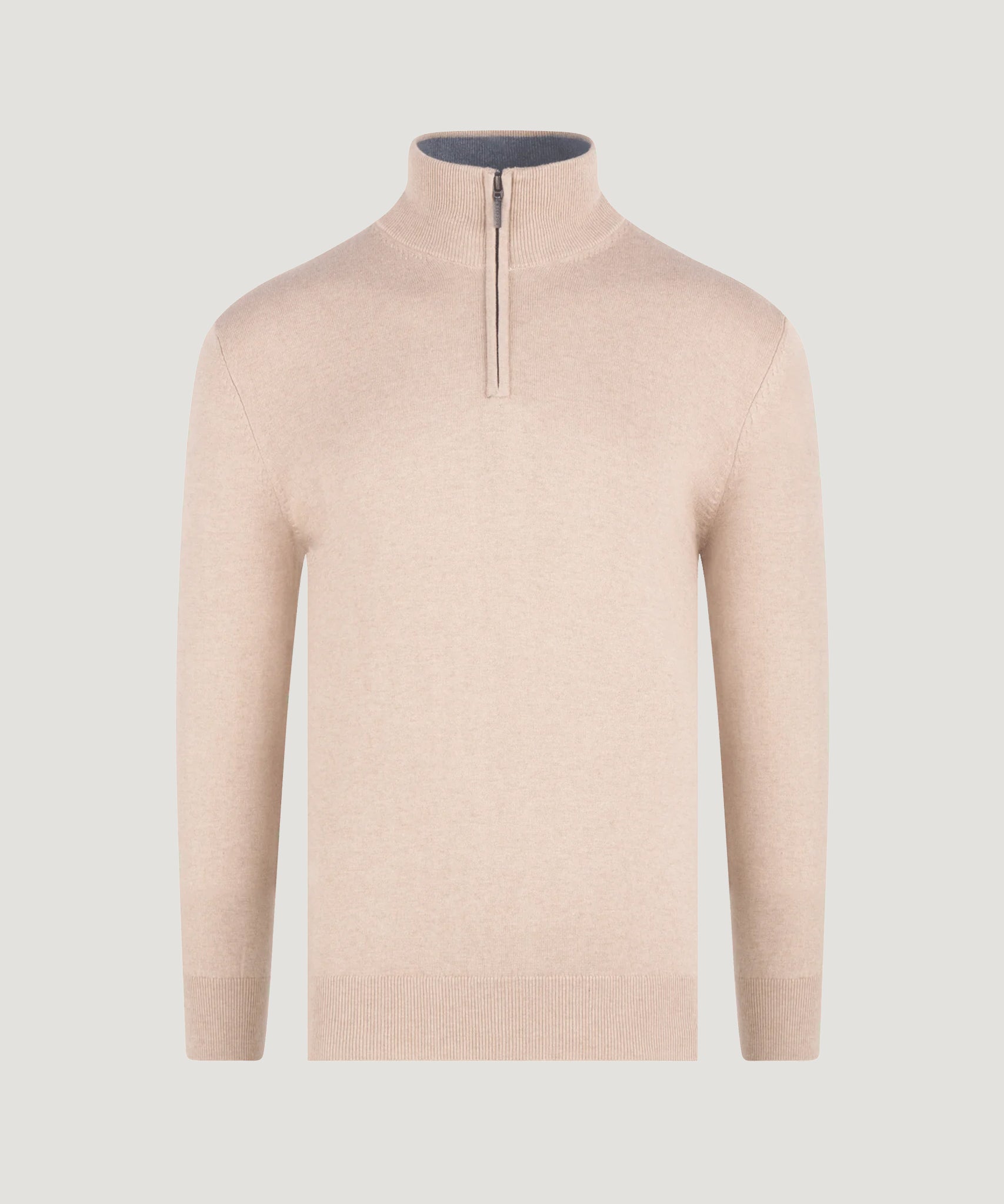 SOCI3TY Trui half - zip katoen/kasjmier biscuit - The Society Shop