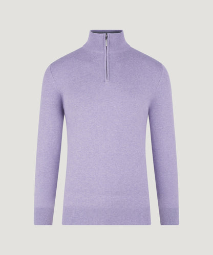 SOCI3TY Trui half - zip katoen/kasjmier crocus - The Society Shop