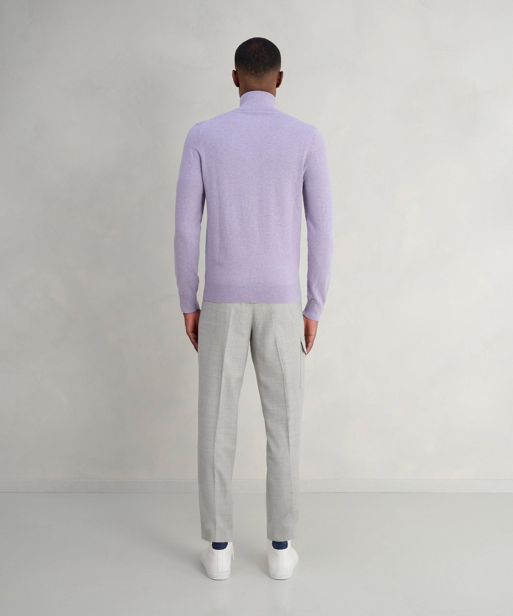 SOCI3TY Trui half - zip katoen/kasjmier crocus - The Society Shop