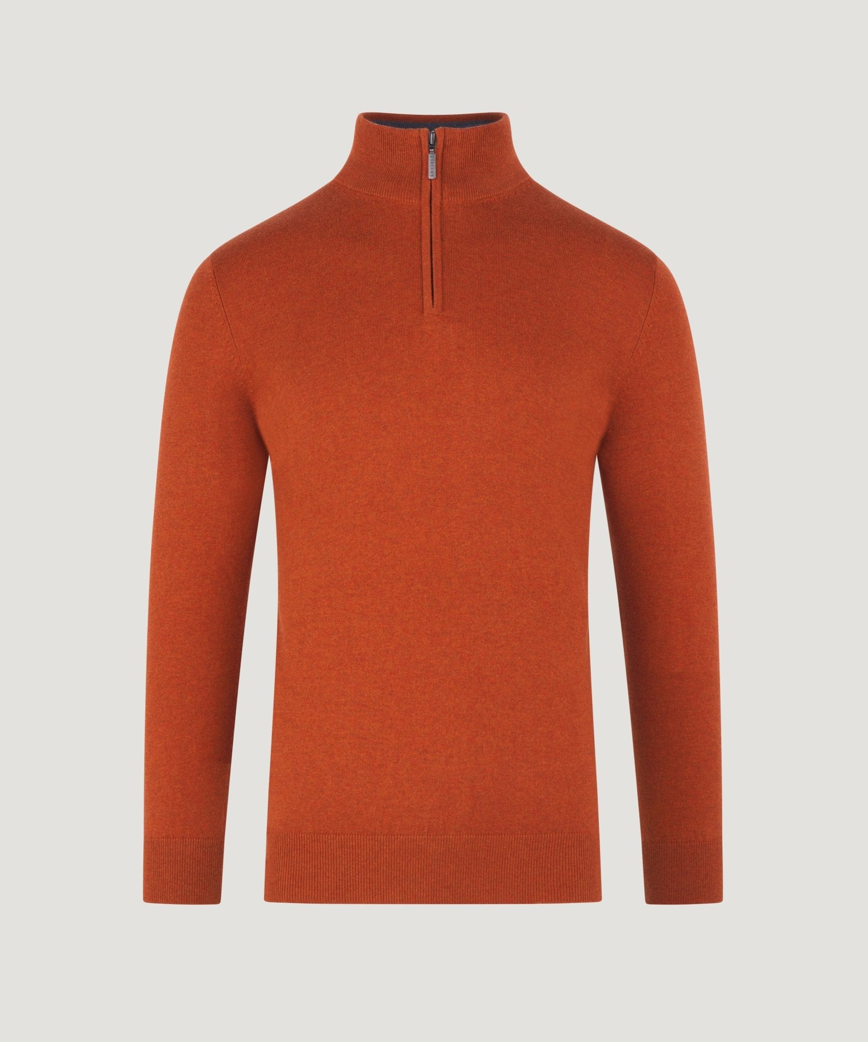 SOCI3TY Trui half - zip katoen/kasjmier faience - The Society Shop