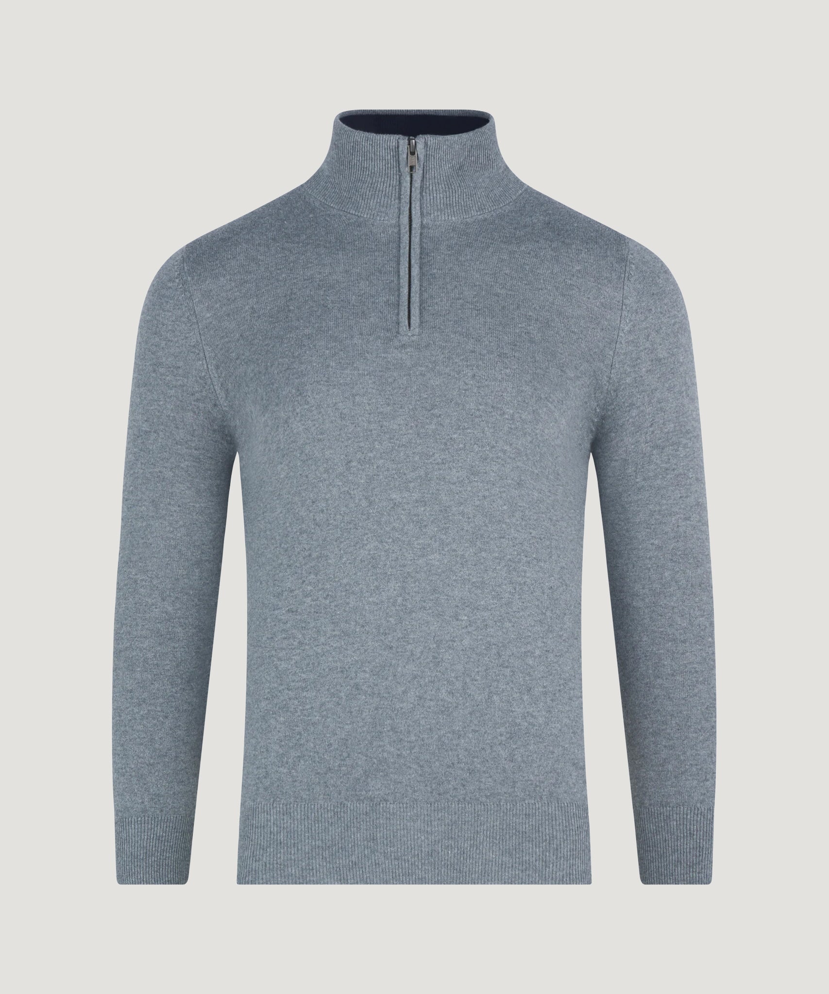 SOCI3TY Trui half - zip katoen/kasjmier grey shadow - The Society Shop