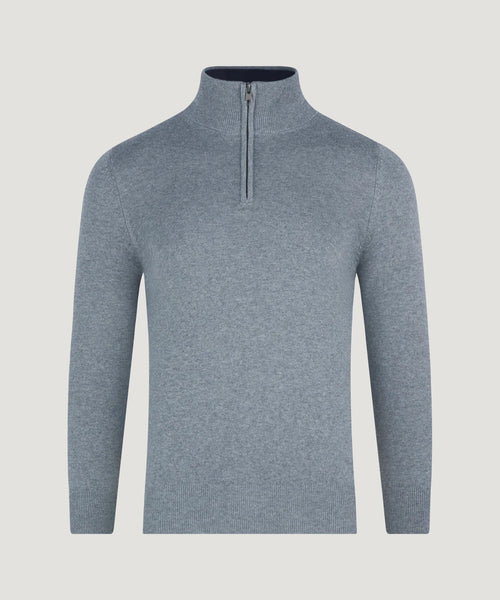 Trui half-zip katoen/kasjmier grey shadow