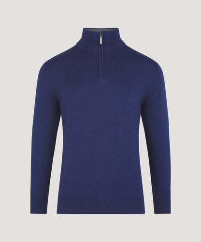 SOCI3TY Trui half - zip katoen/kasjmier mooring - The Society Shop