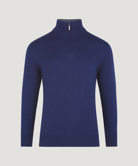 SOCI3TY Trui half - zip katoen/kasjmier mooring - The Society Shop