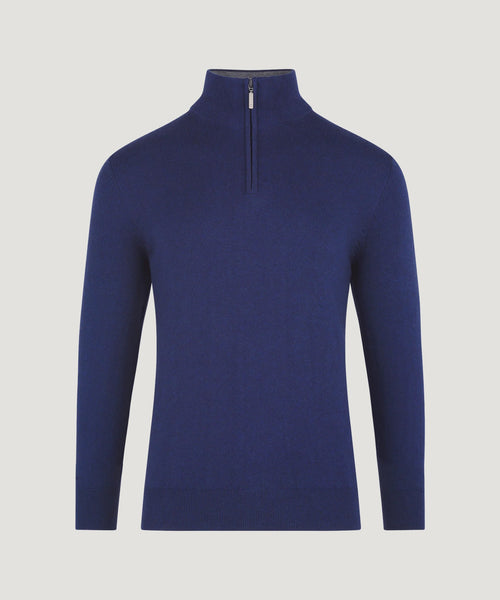 Trui half-zip katoen/kasjmier mooring