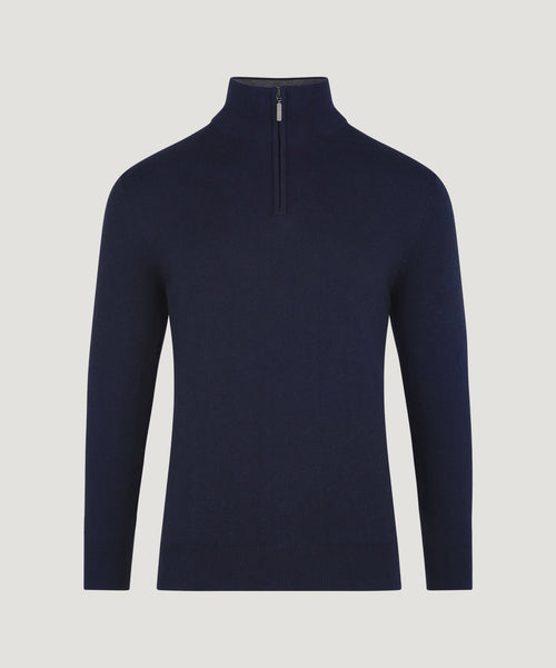 Trui half-zip katoen/kasjmier neat navy