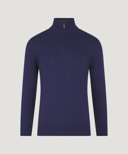 SOCI3TY Trui half - zip katoen/kasjmier nightshade - The Society Shop