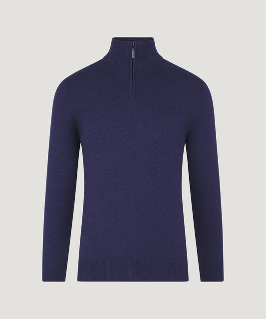 SOCI3TY Trui half - zip katoen/kasjmier nightshade - The Society Shop