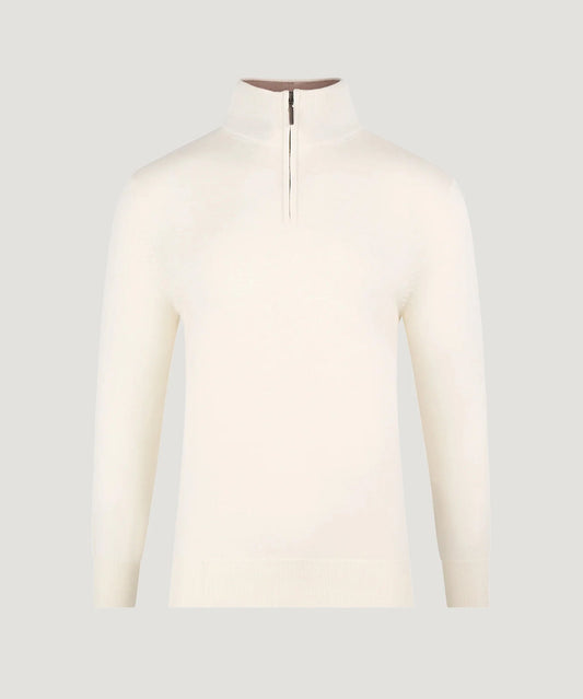 SOCI3TY Trui half - zip katoen/kasjmier starch - The Society Shop