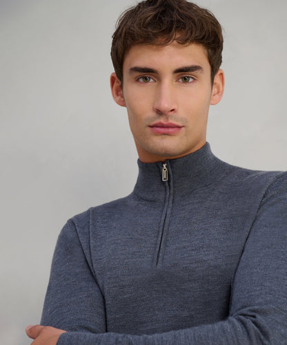 Profuomo Trui half - zip merinowol antraciet - The Society Shop