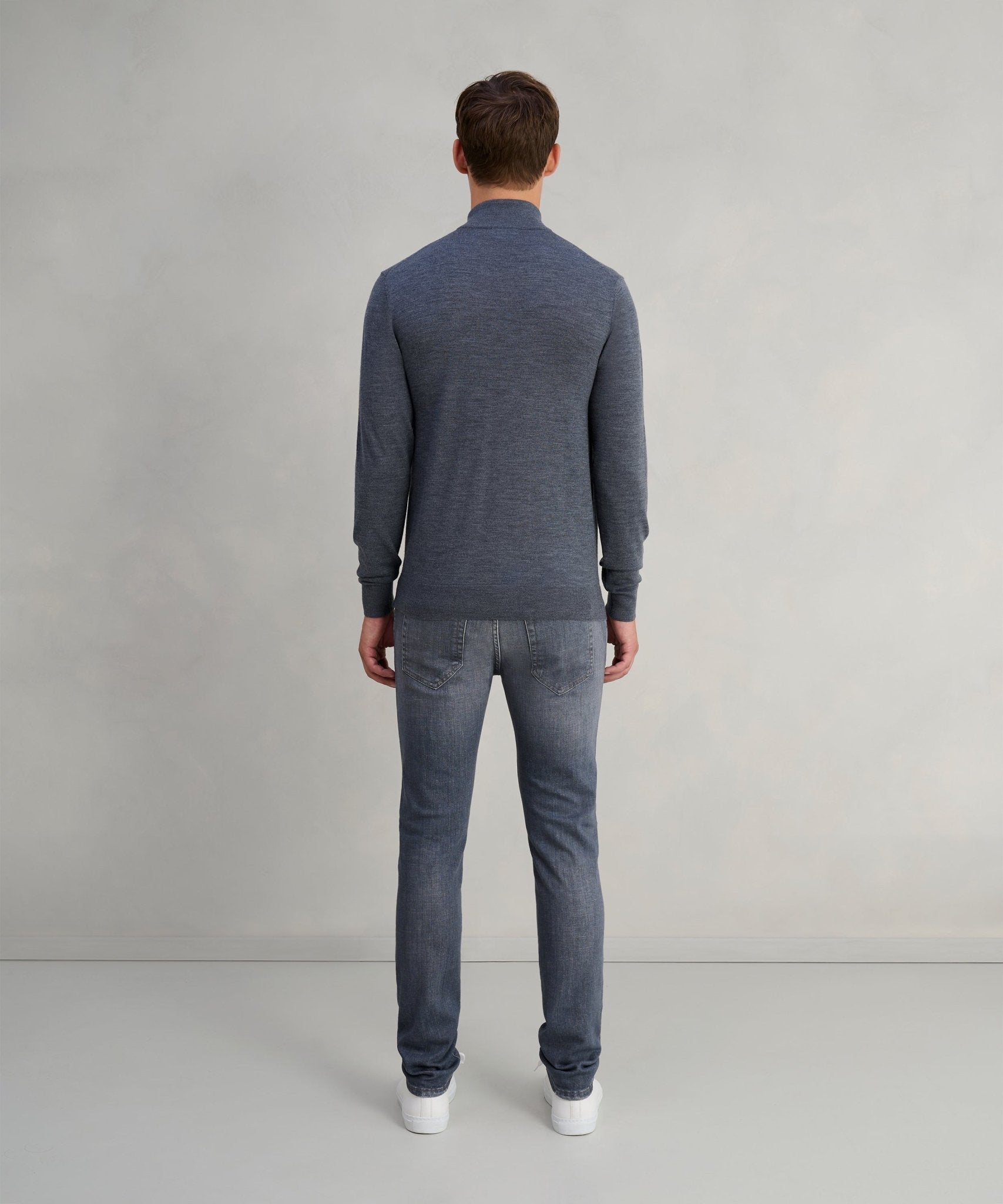 Profuomo Trui half - zip merinowol antraciet - The Society Shop