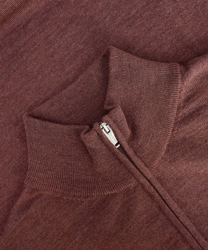 Profuomo Trui half - zip merinowol bordeauxrood - The Society Shop