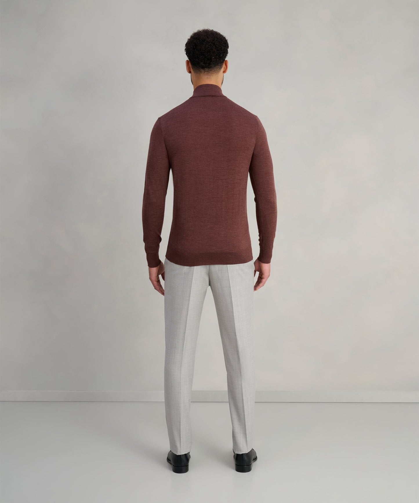 Profuomo Trui half - zip merinowol bordeauxrood - The Society Shop