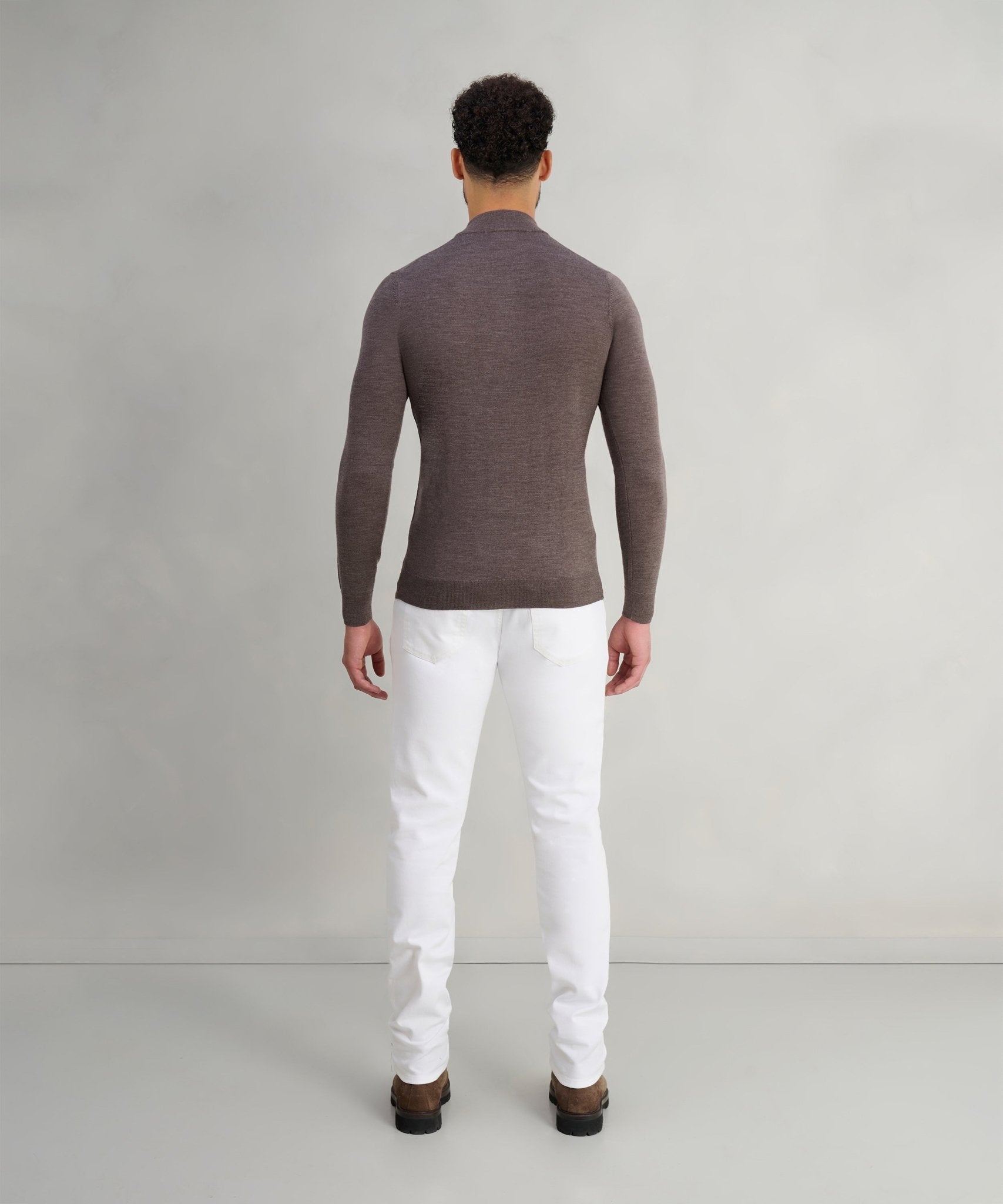 Profuomo Trui half - zip merinowol bruin - The Society Shop