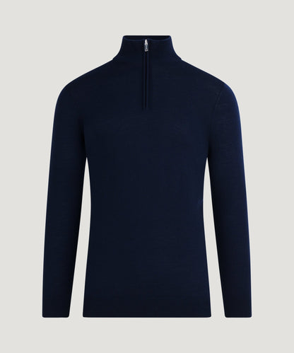 Profuomo Trui half - zip merinowol donkerblauw - The Society Shop