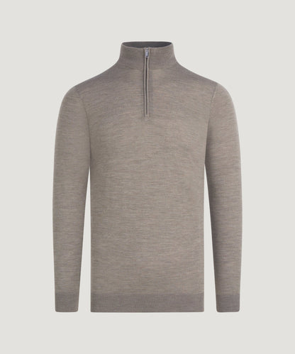 Profuomo Trui half - zip merinowol groen - The Society Shop