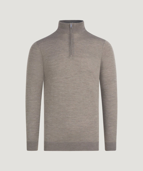 Trui half-zip merinowol groen