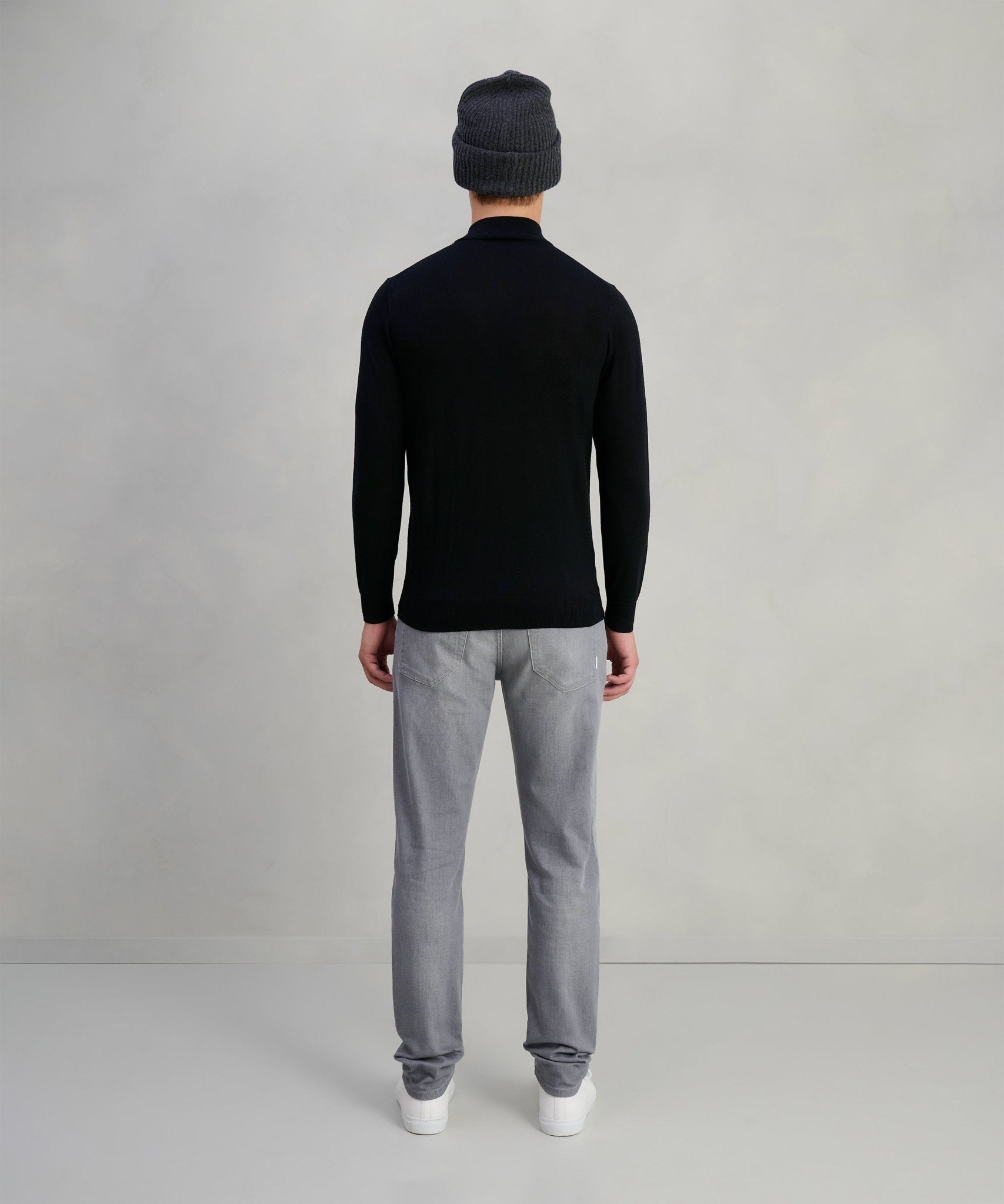 Profuomo Trui half - zip merinowol zwart - The Society Shop